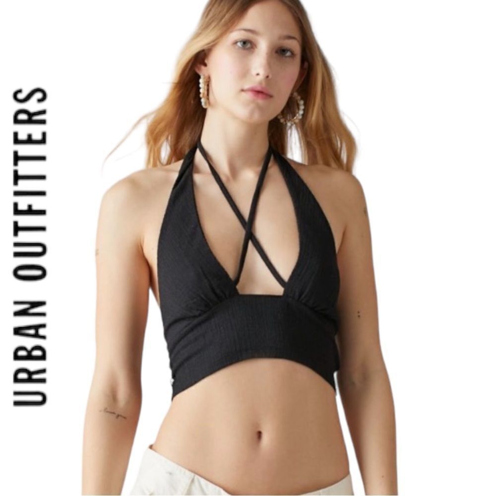 NEW UO Urban Outfitters Valeria Black Halter Top S
